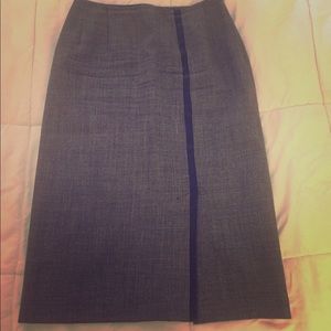 Professional Wool Pencil Shirt w/Leather Strip